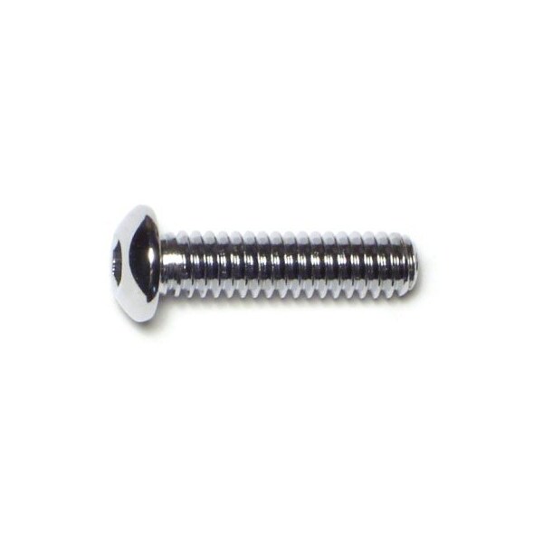 1/4"-20 Socket Head Cap Screw, Button, Chrome Plated Steel, 1 in Length, 10 PK